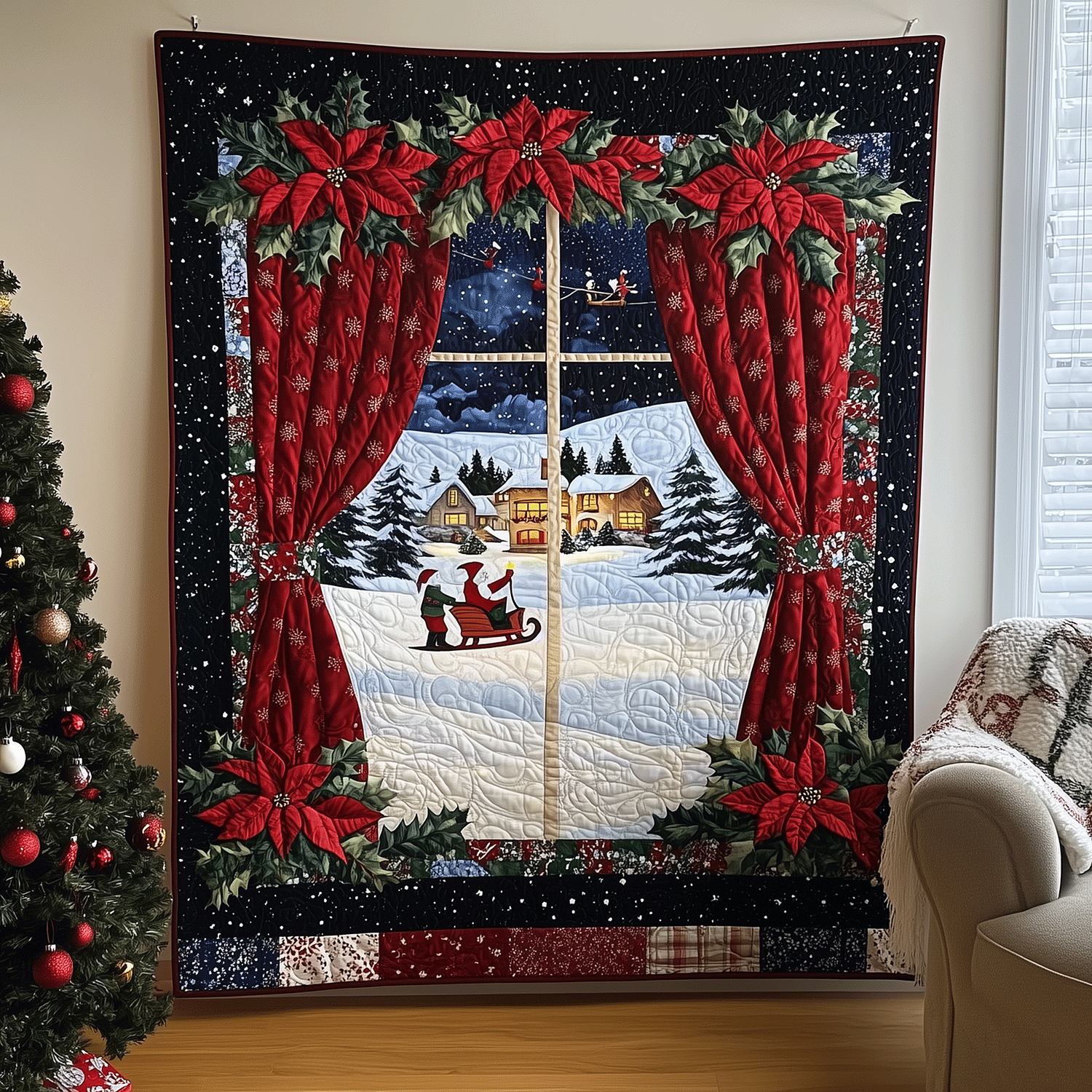 Holiday Night Sky Quilted Blanket Cute Christmas Blankets