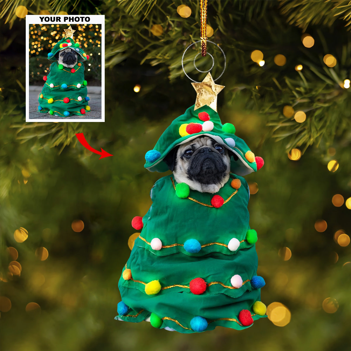 Holiday Pals Personalized Photo Mica Ornament Christmas Gift For Pet Lovers Dog Lovers