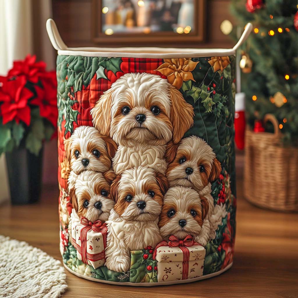 Holiday Pals Quilted Laundry Basket Durable Quilted Laundry Basket for Home Organization