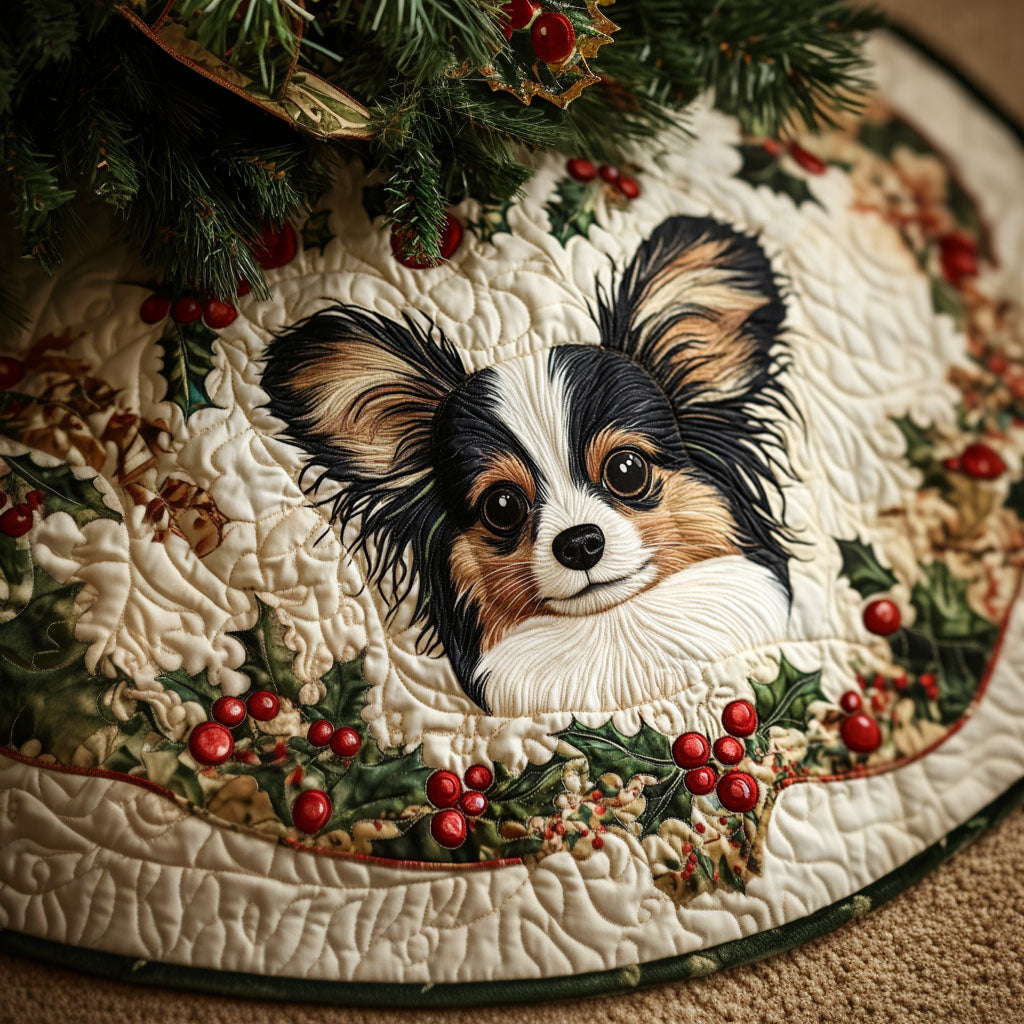 Holiday Papillon Quilted Christmas Tree Skirt Christmas Holiday Decor Home