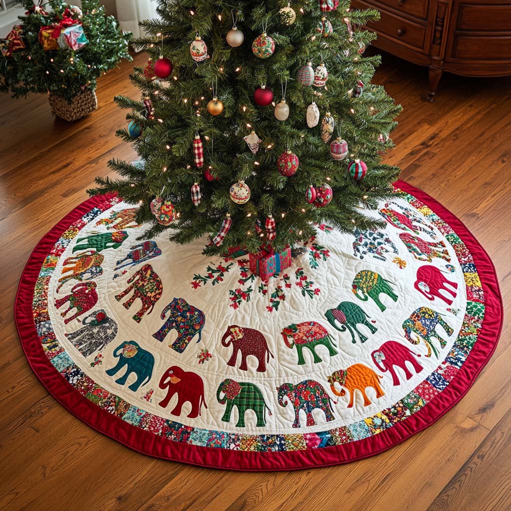 Holiday Parade Christmas Quilted Tree Skirt Winter Holiday Decor