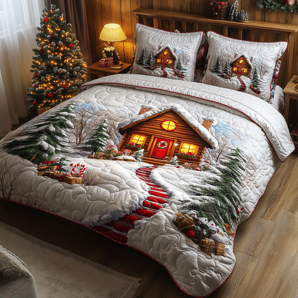 Holiday Path Quilted Bedding Set Xmas Duvet Cover Set Xmas Presents For Mother In Law