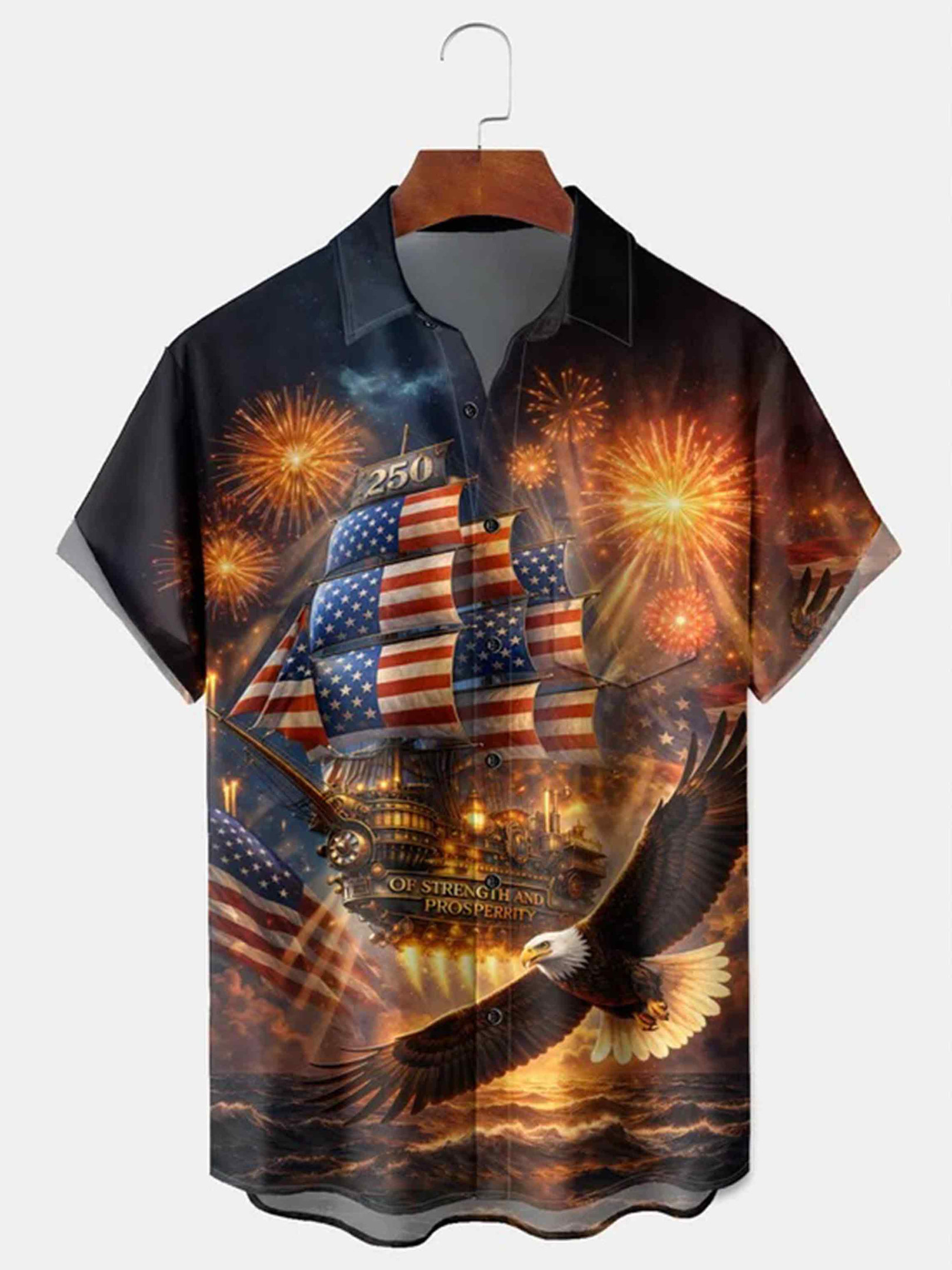 Holiday Patriotic 250th Anniversary Button Shirt Patriotic Independence Day Merch Gift Ideas