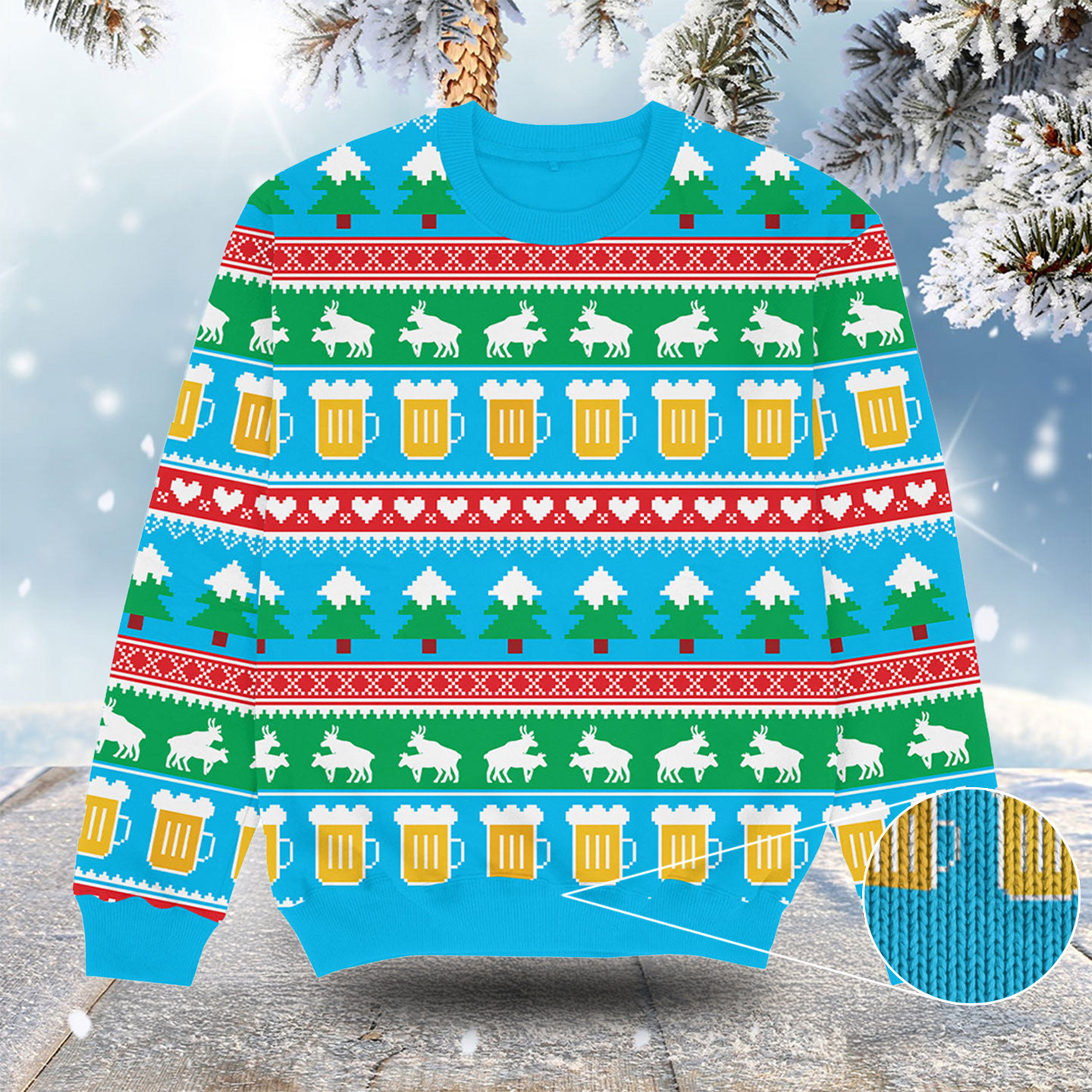 Holiday Pattern Blue Christmas Ugly Sweater Funny Xmas Apparel Christmas Gifts For Siblings