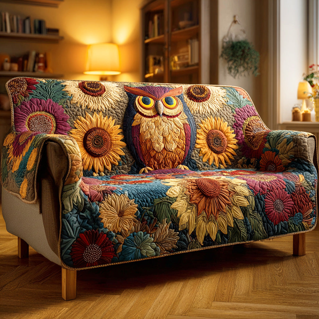 Holiday Perch Quilted Sofa Cover Seat Covers For Couches Owl Theme Gifts
