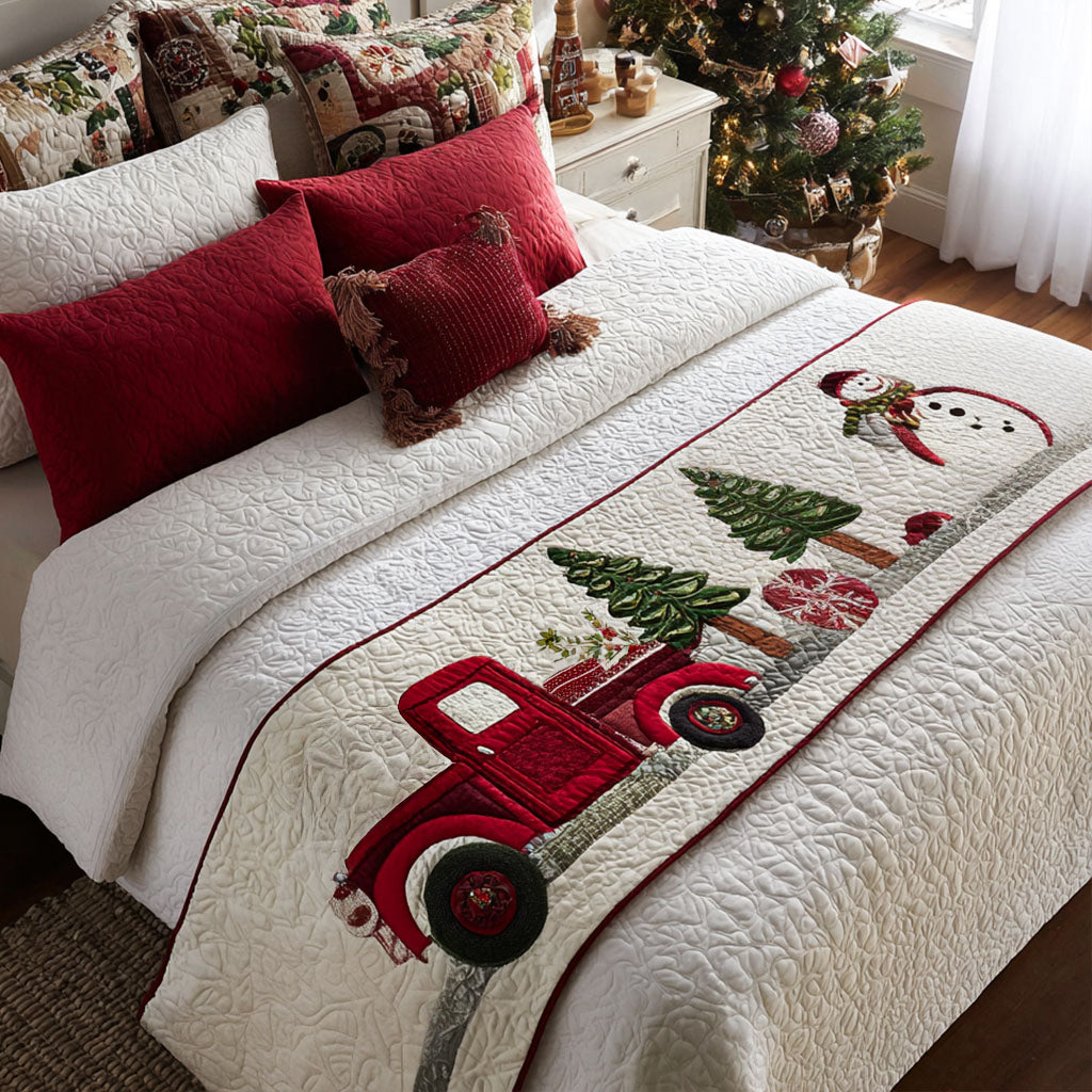 Holiday Pickup Quilted Bed Runner Christmas Bed Decor Christmas Gift Ideas 2025