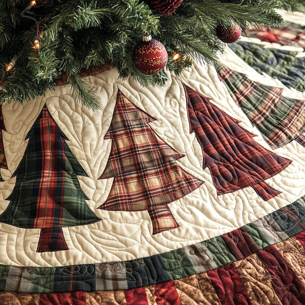 Holiday Pines Quilted Christmas Tree Skirt Trending Christmas Tree Skirt Merch 2025