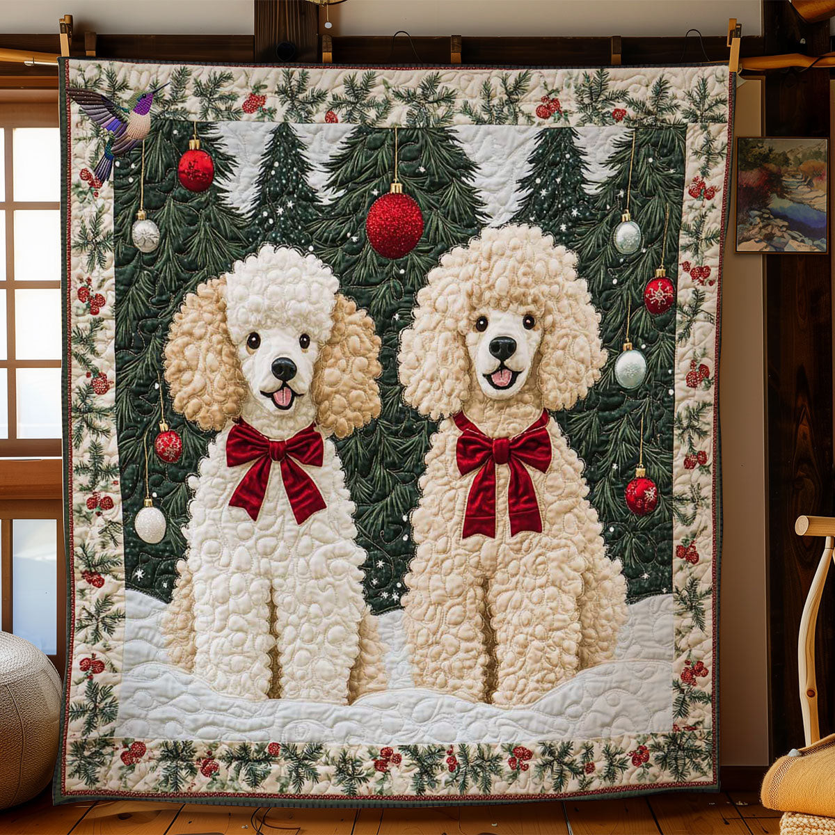 Holiday Poodles Holiday Xmas Quilt Blanket Christmas Gift Ideas For Her