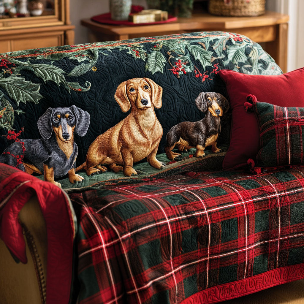 Holiday Pup Charm Quilted Sofa Cover Living Room Winter Decor Christmas Presents For Dog Lovers