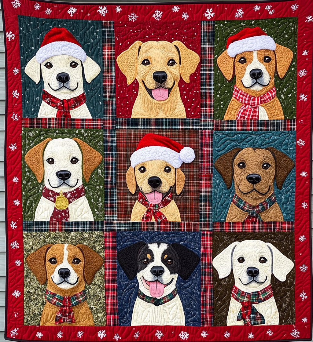 Holiday Puppy Bliss Quilted Blanket Good Gifts For New Dog Owners