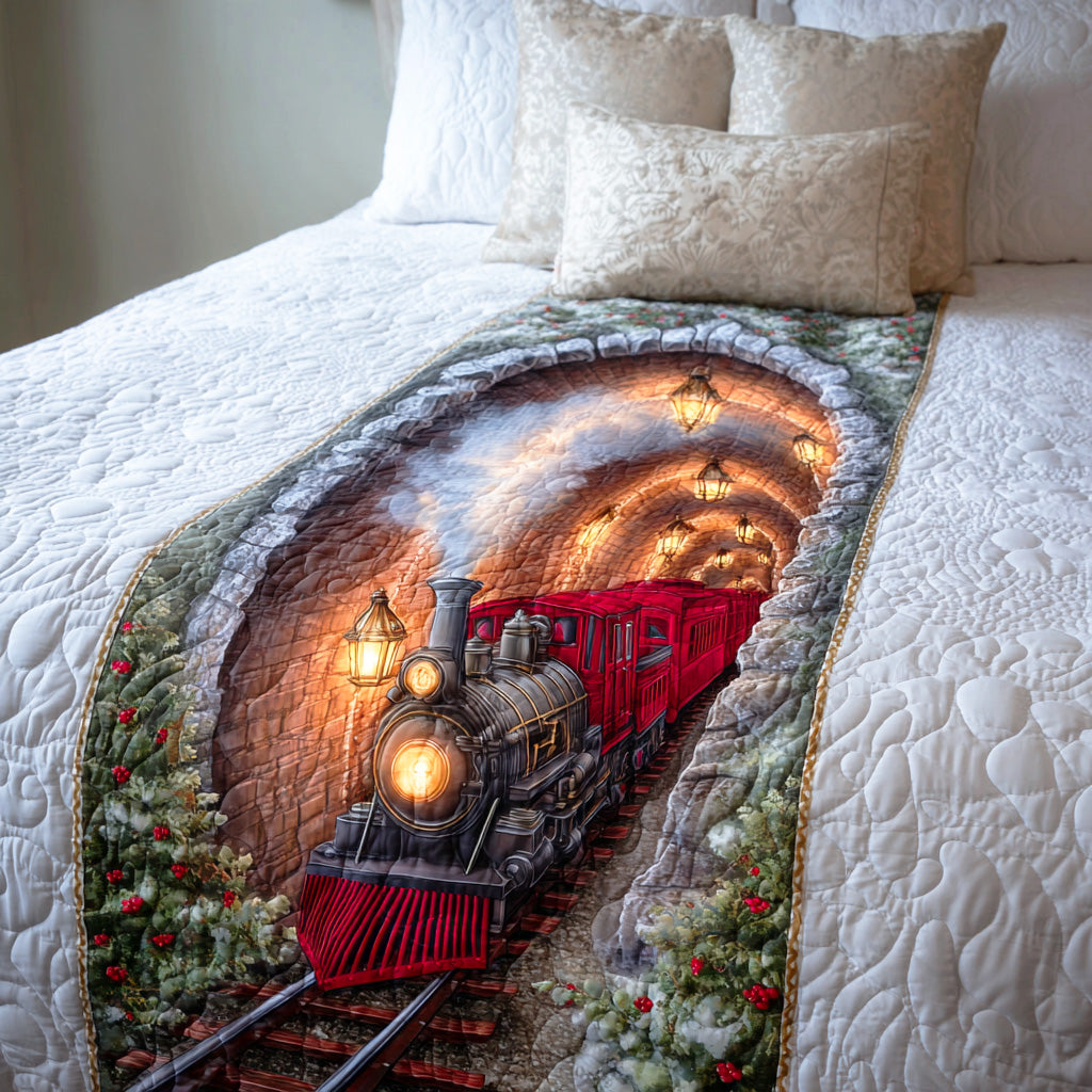 Holiday Rail Dream Quilted Bed Runner Christmas Decorations Great Family Xmas Gifts