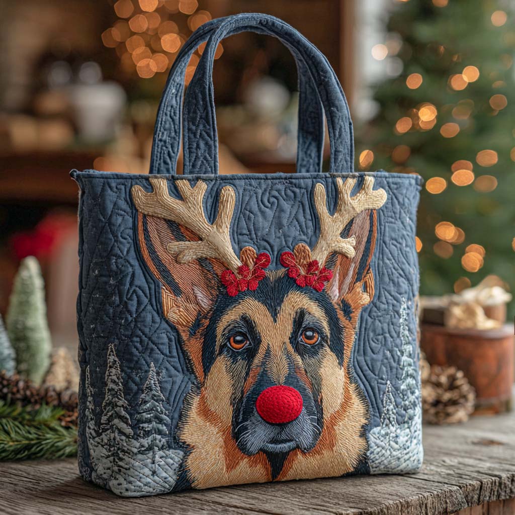 Holiday Reindeer German Shepherd Quilted Tote Bag Dog And Owner Gifts