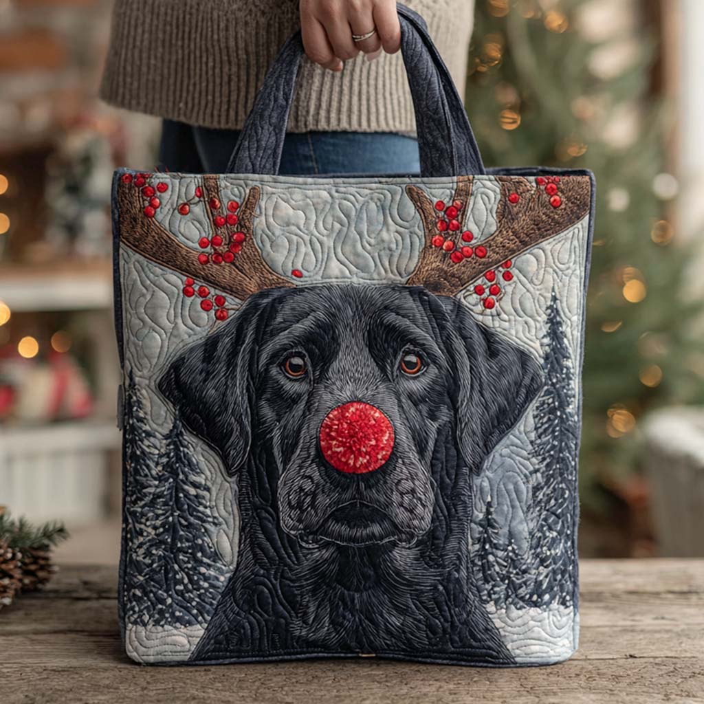Holiday Reindeer Lab Quilted Tote Bag Dog Related Gifts