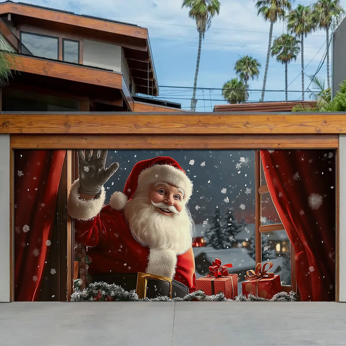 Holiday Santa Christmas Garage Door Banner Winter Home Decor Santa Claus Lover Christmas Gifts