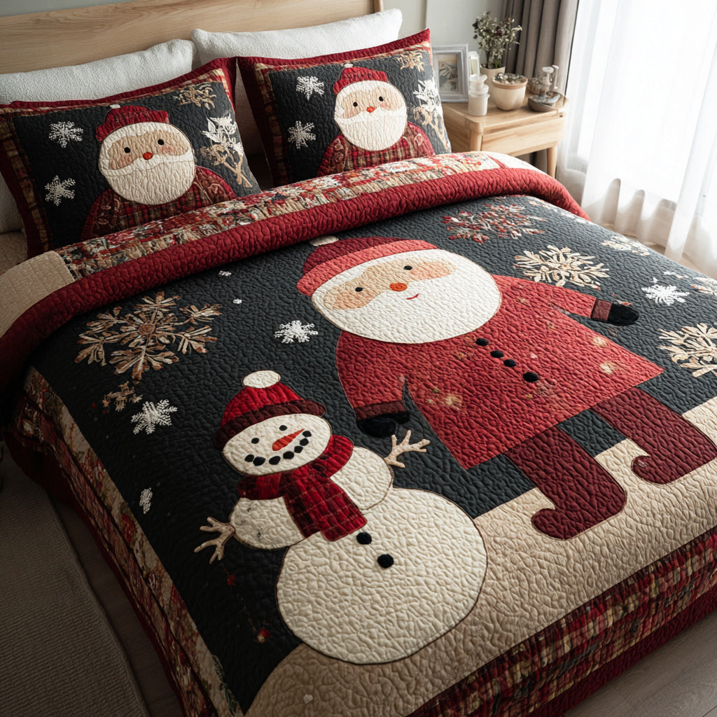 Holiday Santa Claus Quilted Bedding Set Xmas Duvet Cover Set Christmas Gifts For Husband
