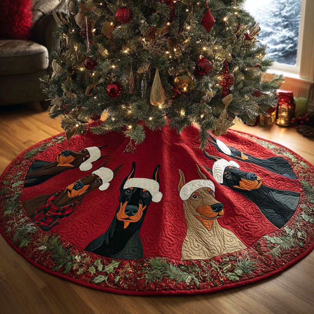 Holiday Sentinel Christmas Quilted Tree Skirt Winter Holiday Decor Dog Owners Themed Gifts