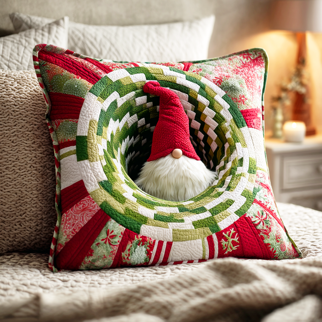 Holiday Spark Quilted Pillow Case Winter Throw Pillow Covers Gnome Gifts For Christmas