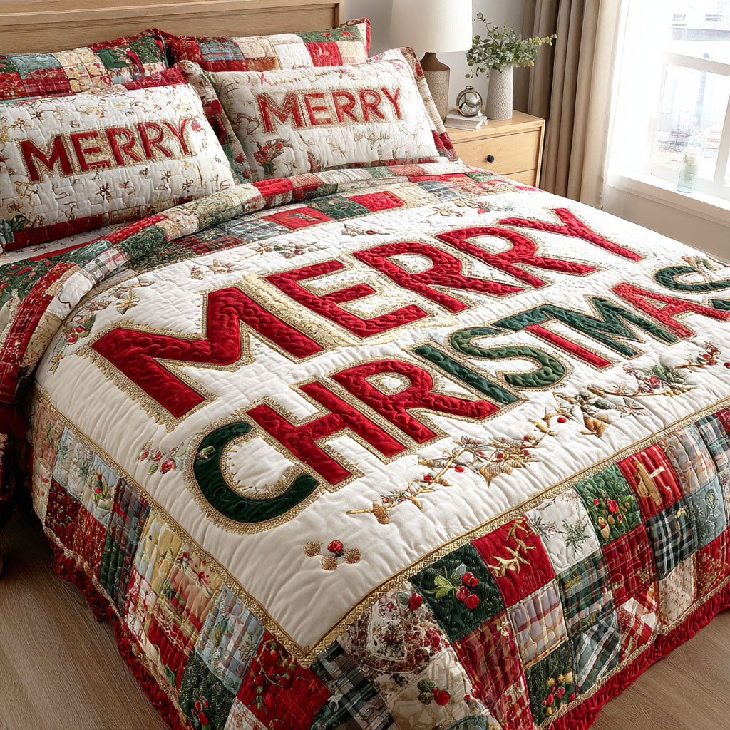 Holiday Sparkle Quilted Bedding Set Holiday Duvet Cover Set Great Family Xmas Gifts