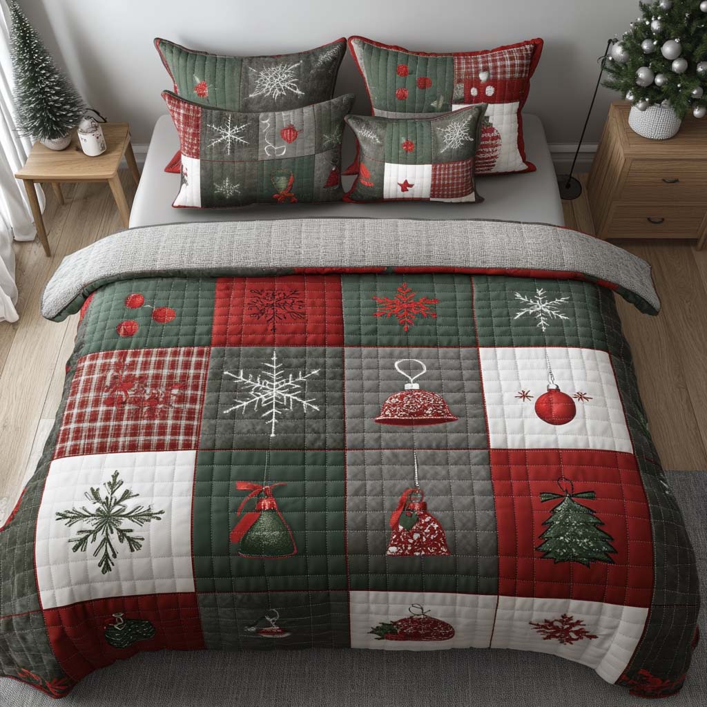 Holiday Sparkle Quilted Bedding Set Luxury Bed Sheet Gift Set for Ultimate Comfort