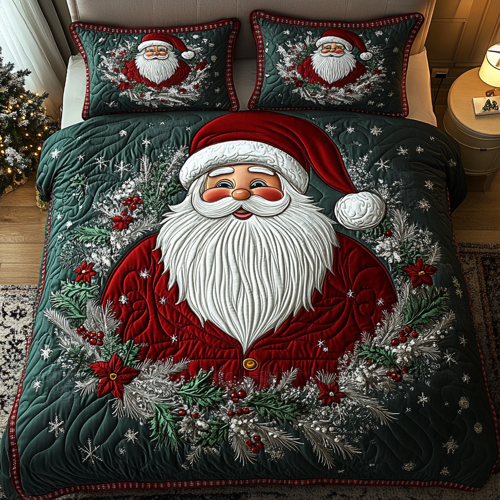 Holiday Spirit Quilted Bedding Set Xmas Duvet Cover Set Family Xmas Gift Ideas