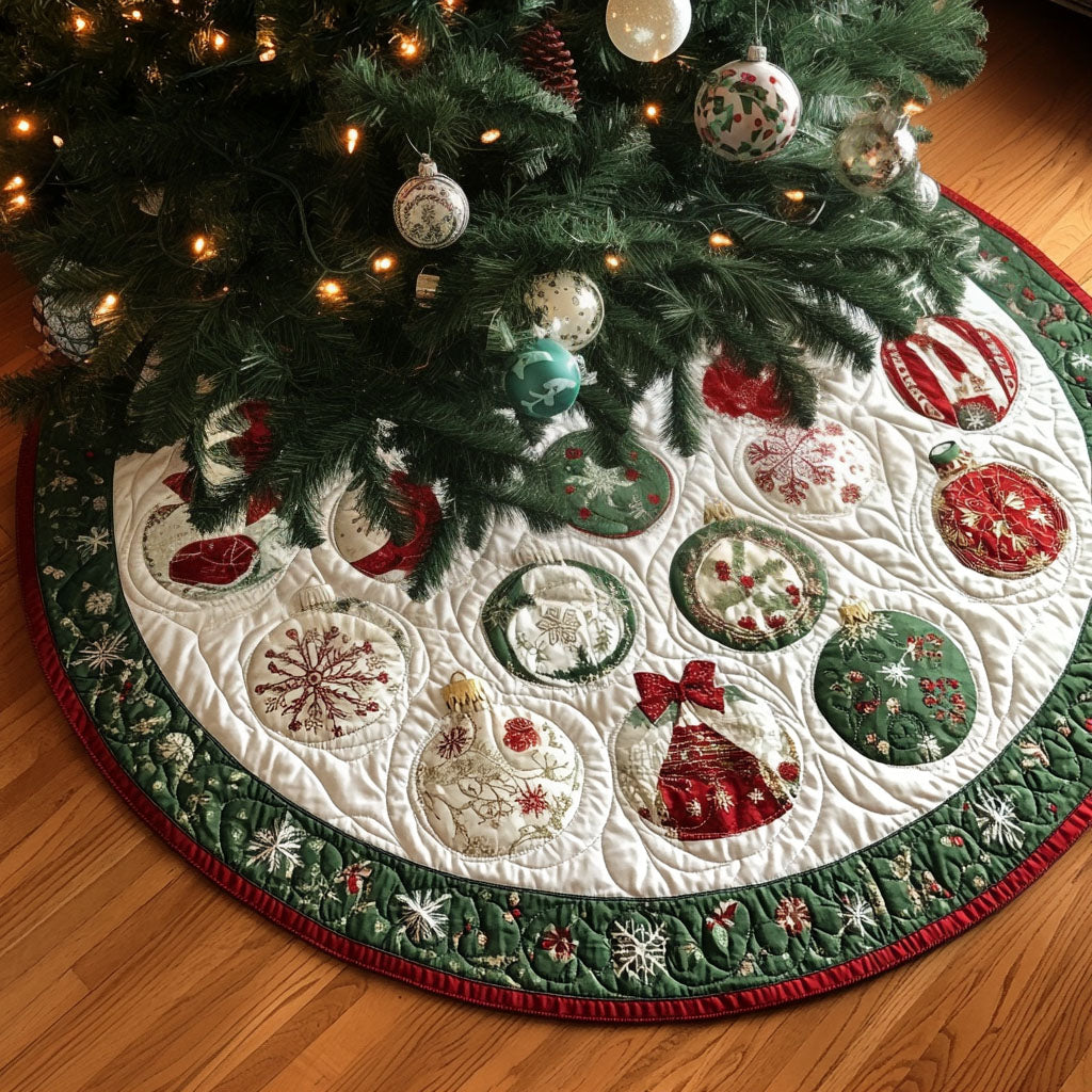 Holiday Splendor Quilted Christmas Tree Skirt Christmas Holiday Decor Home