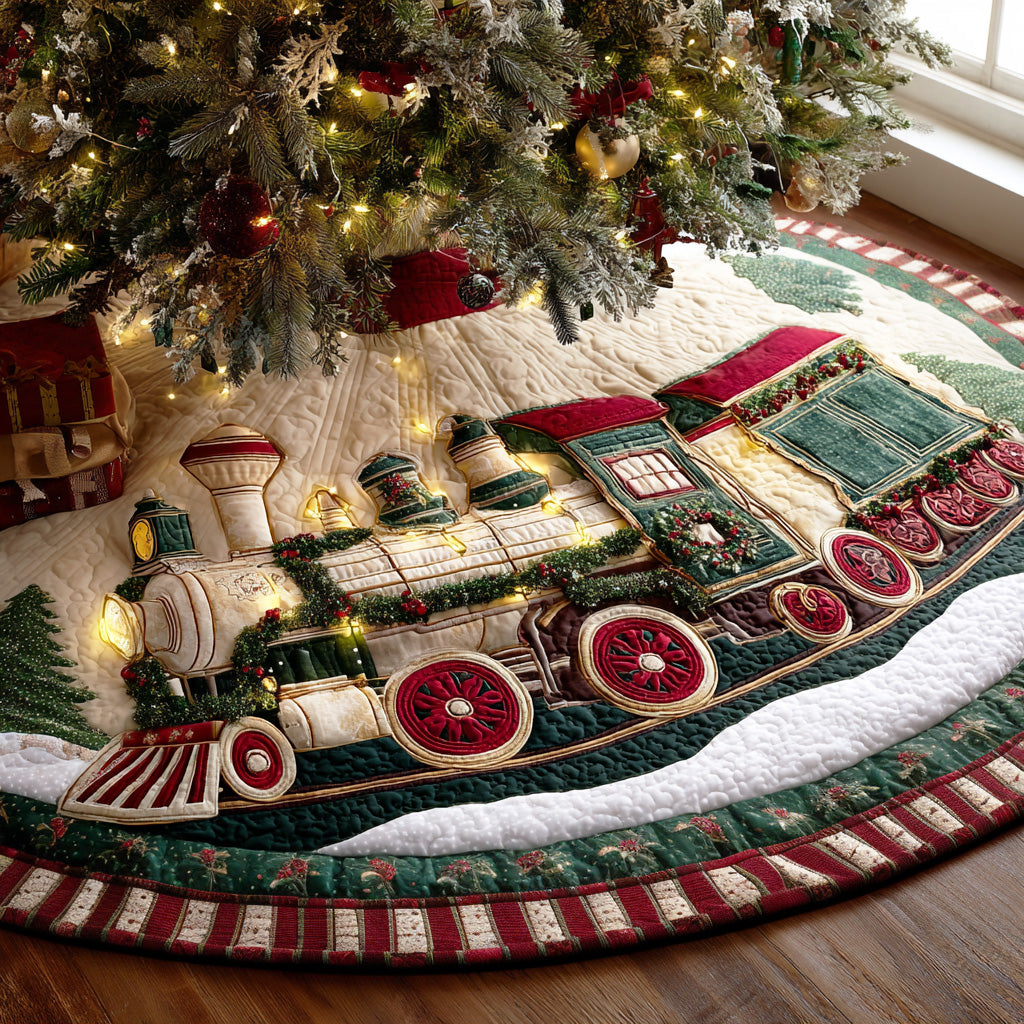 Holiday Steam Line Christmas Quilted Tree Skirt Holiday Decor Best Holiday Gifts 2025