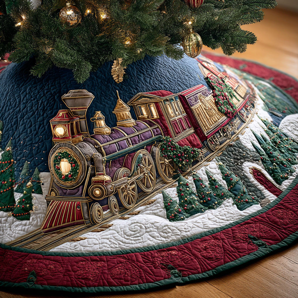 Holiday Steam Line Christmas Quilted Tree Skirt Winter Home Decor Good Christmas Gifts