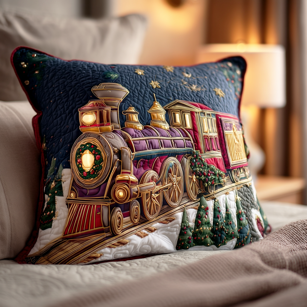 Holiday Steam Line Quilted Pillow Case Cozy Vibe Xmas Home Decor Christmas Gifts