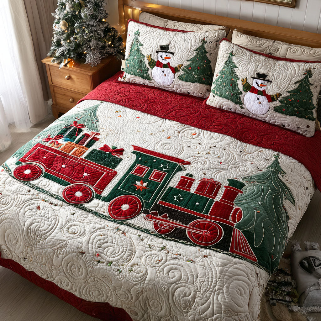 Holiday Tracks Quilted Bedding Set Holiday Duvet Sets Christmas Gifts For Grandparents