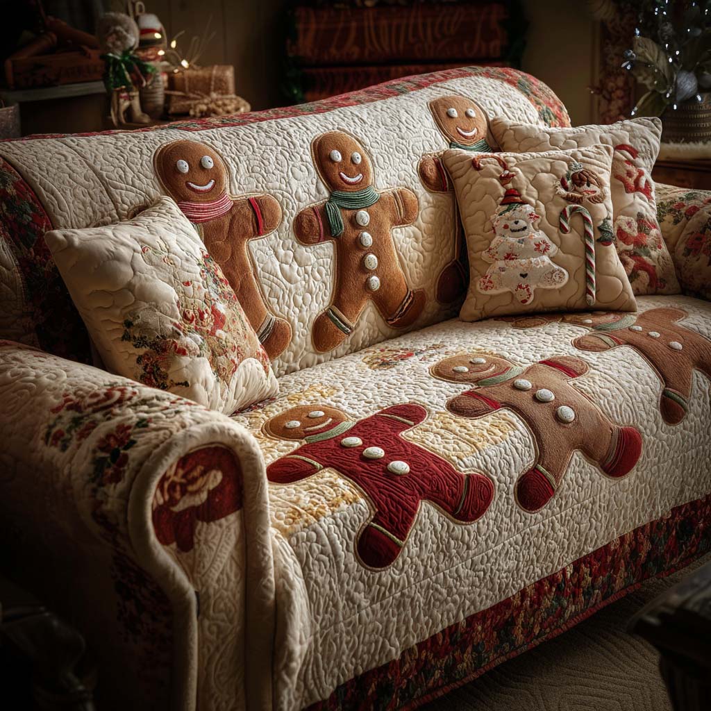 Holiday Tradition Quilted Sofa Cover Living Room Winter Decor Birthday Gifts For Friends