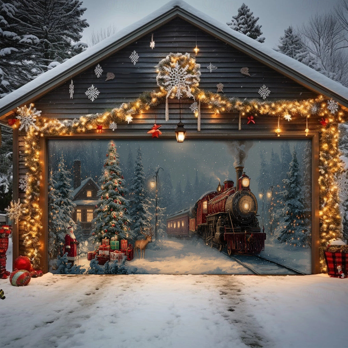Holiday Train Arrival Christmas Garage Door Banner Home Decor Christmas Gifts For Men