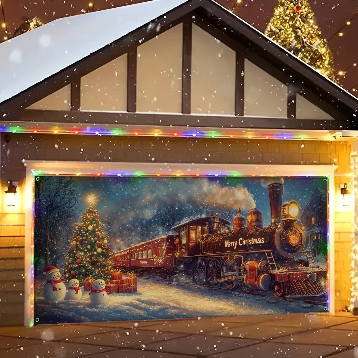 Holiday Train Of Joy Christmas Garage Door Banner Outside Christmas Decorations Xmas Presents