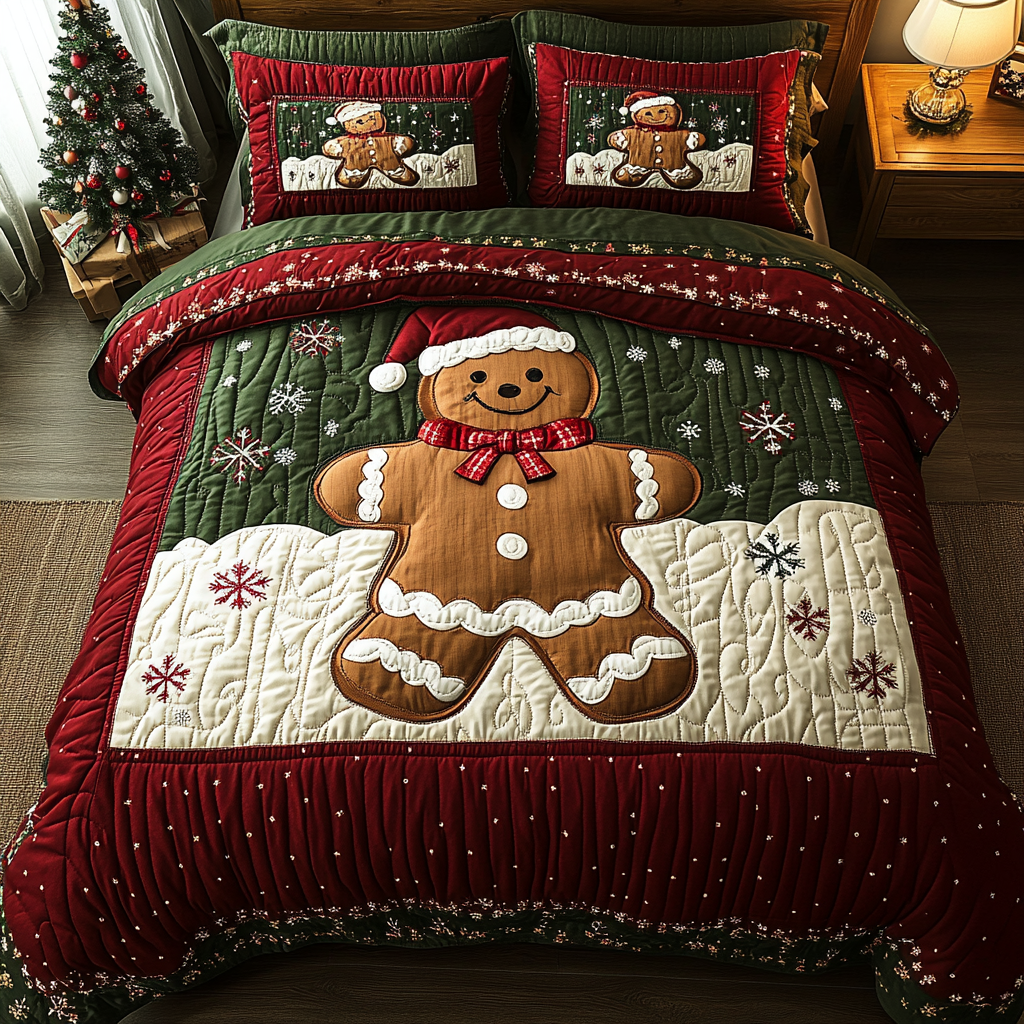 Holiday Treat Quilted Bedding Set Xmas Duvet Cover Set Christmas Presents For Mom