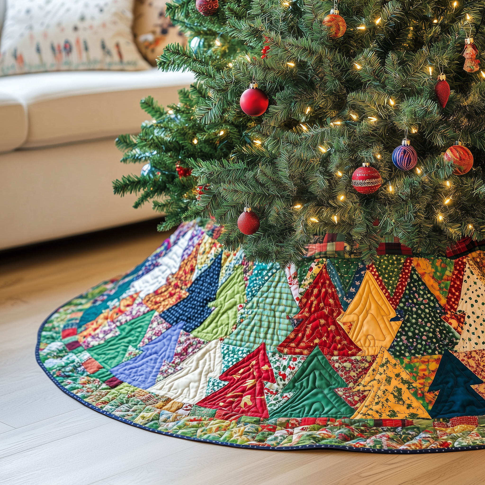 Holiday Tree Christmas Quilted Tree Skirt Thoughtful Gift Merch For Dad