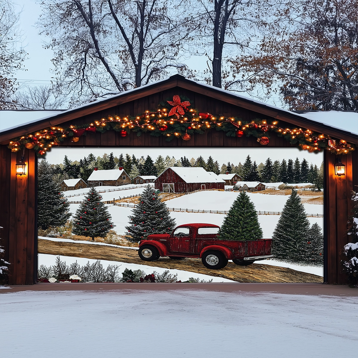 Holiday Truck Christmas Garage Door Banner Garage Christmas Decor Santa Xmas Gifts For Truckers