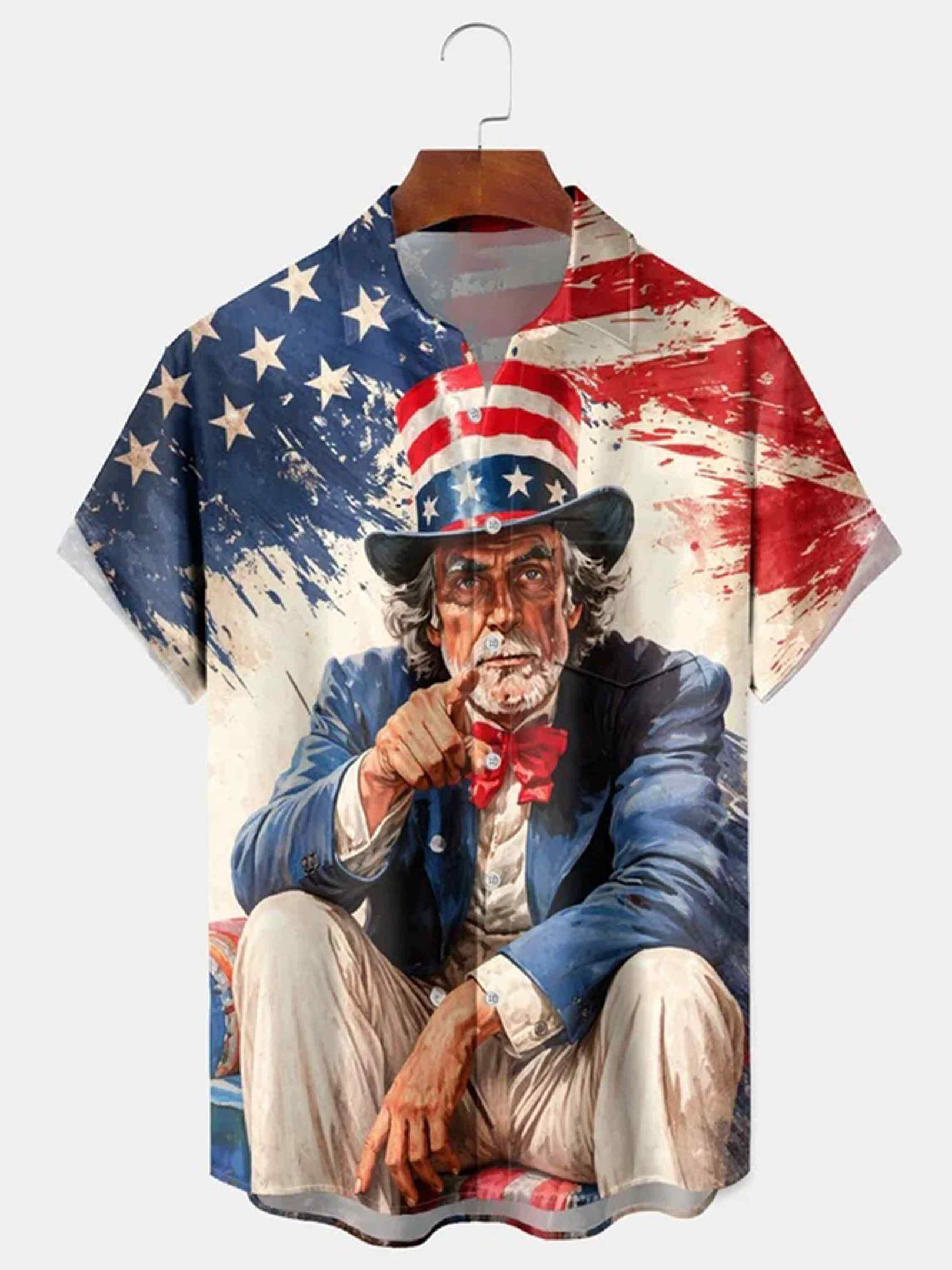 Holiday USA Flag Stripes I Want You Button Shirt Semiquincentennial Apparel Gift For Dad