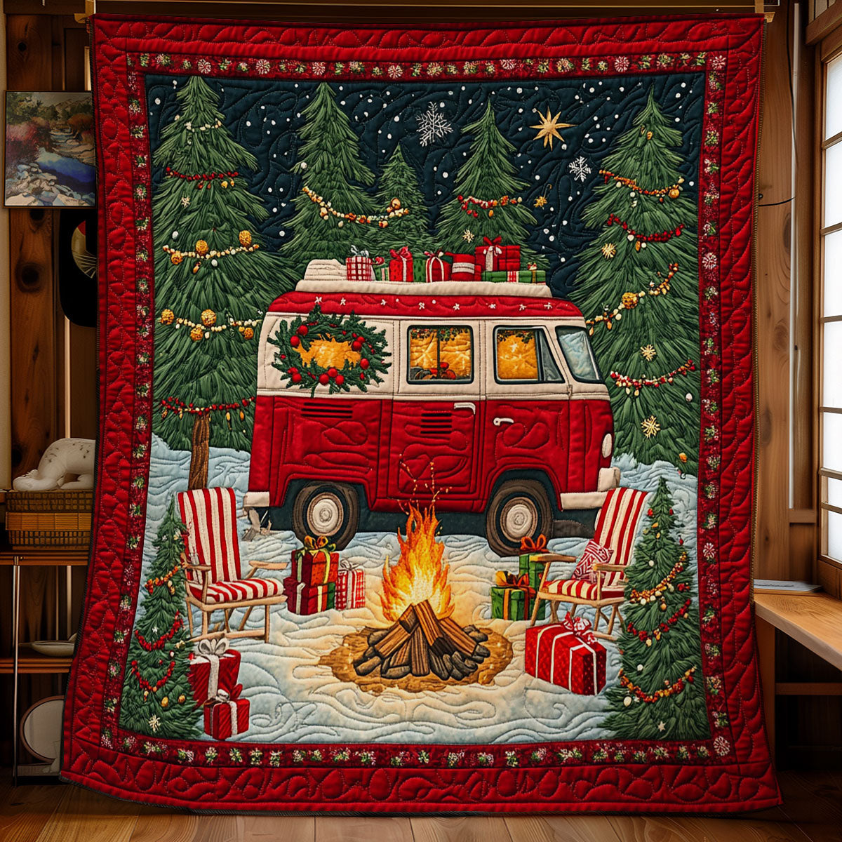 Holiday Van Quilt Blanket Winter Blanket Best Anniversary Gifts For Couples