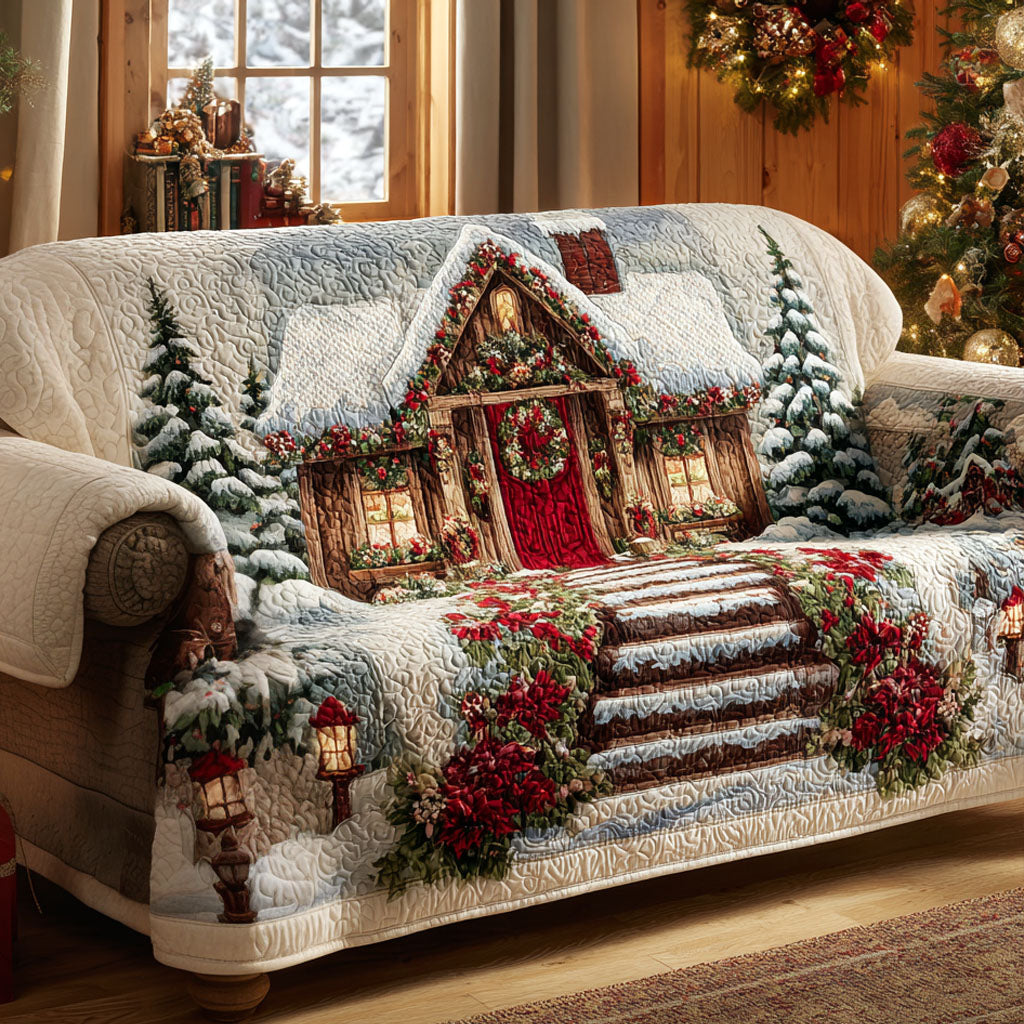 Holiday Welcome Cabin Quilted Sofa Cover Holiday Living Christmas Decor Gift Ideas For Friends