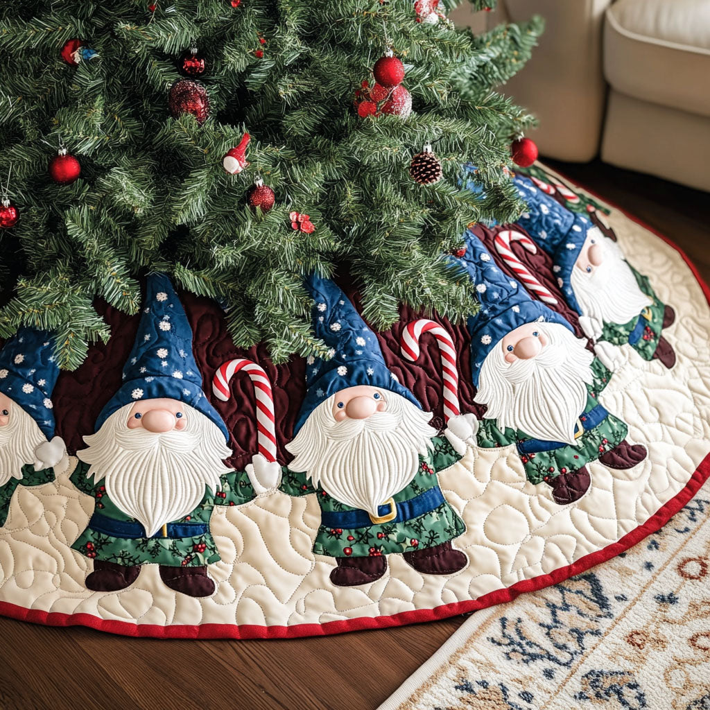 Holiday Whimsy Quilted Christmas Tree Skirt Holiday Party Decor for Home