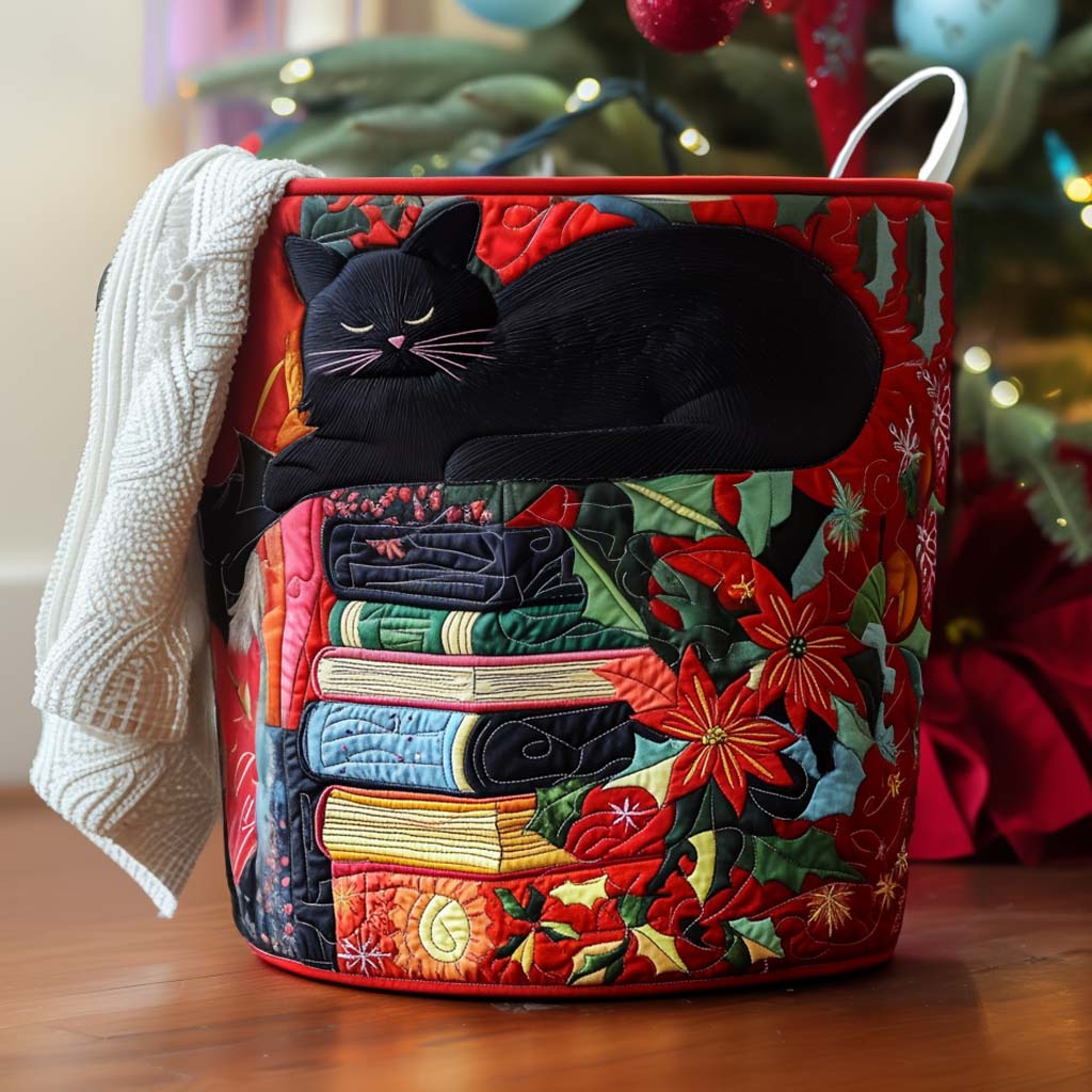 Holiday Whisker Reads Quilted Laundry Basket Unique Gift For Laundry Lovers