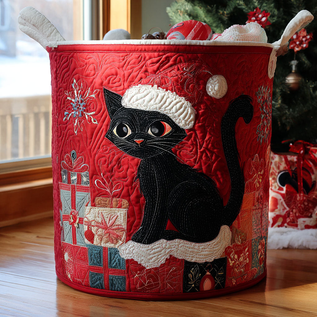 Holiday Whiskers Quilted Laundry Basket Cozy Quilted Laundry Basket Gift for New Homeowners