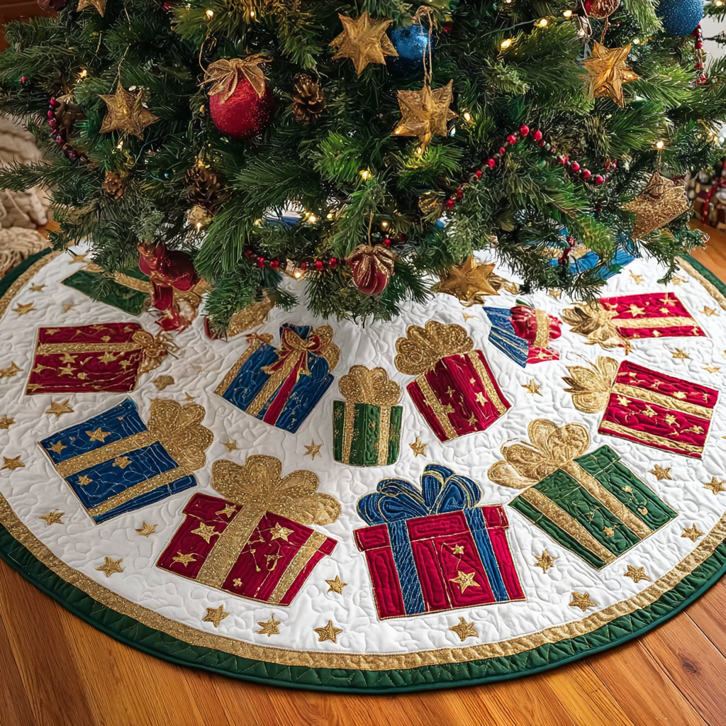 Holiday Wonder Christmas Quilted Tree Skirt Christmas Tree Decor Xmas Gift Ideas