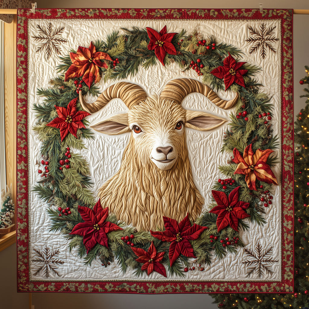 Holly And Horns Quilt Lovely Quilt Blanket Gift for Holiday Celebrations