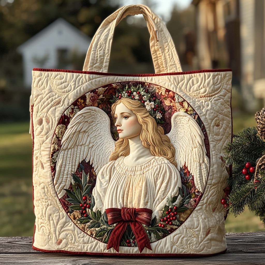 Holly Angel Peace Quilted Tote Bag Christmas Gifts For Christian Couples