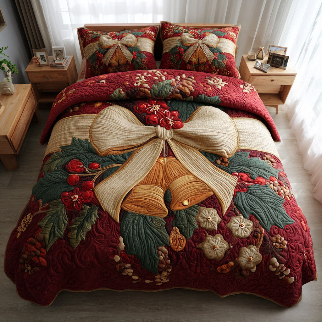 Holly Bell Wreath Quilted Bedding Set Best Holiday Duvet Covers Christmas Ideas 2025