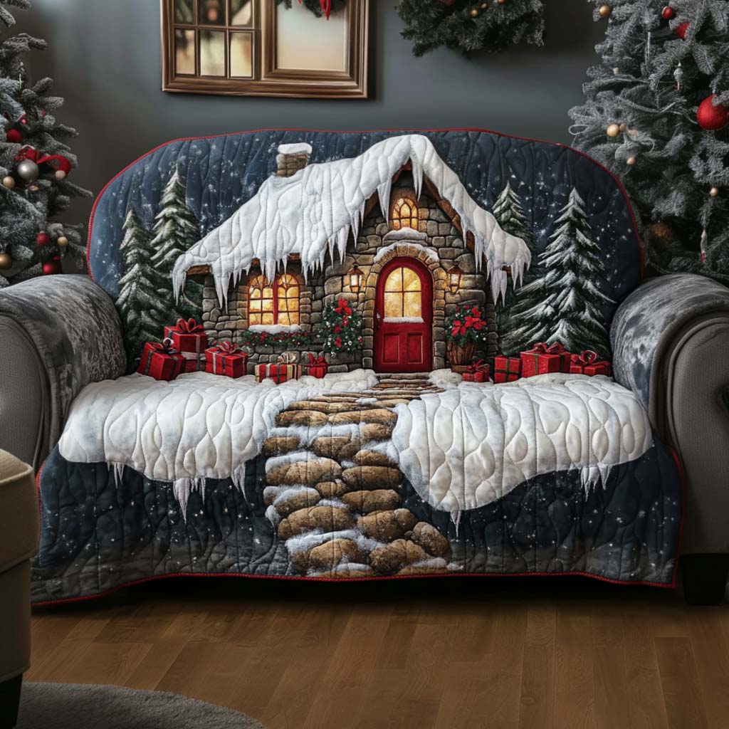 Holly Berry Quilted Sofa Cover Christmas Living Decor Best Friend Presents