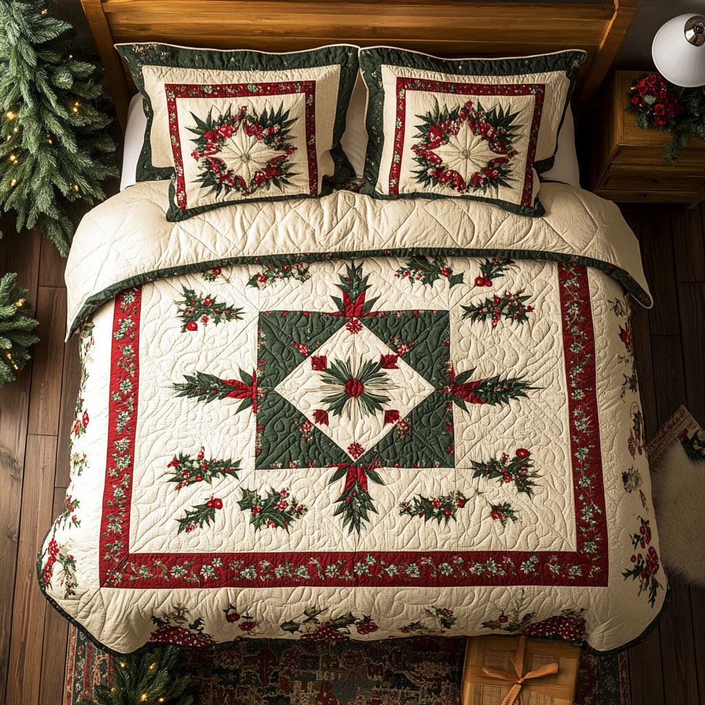 Holly Dreams Bedding Set Perfect Gift For Friends and Family on Christmas Day