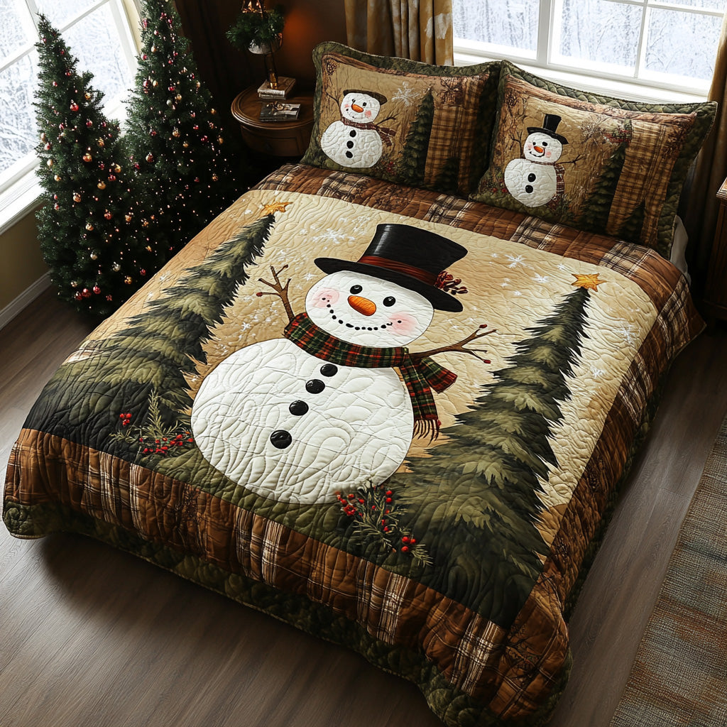 Holly Frost Quilted Bedding Set Christmas Bedding Sets Snowman Christmas Gifts