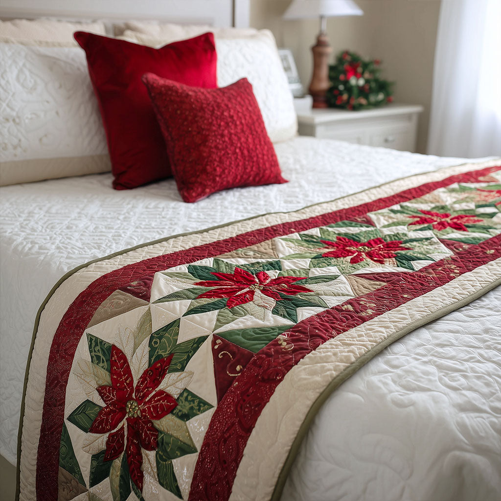 Holly Glow Quilted Bed Runner Christmas Bedding Ideas Secret Santa Gifts