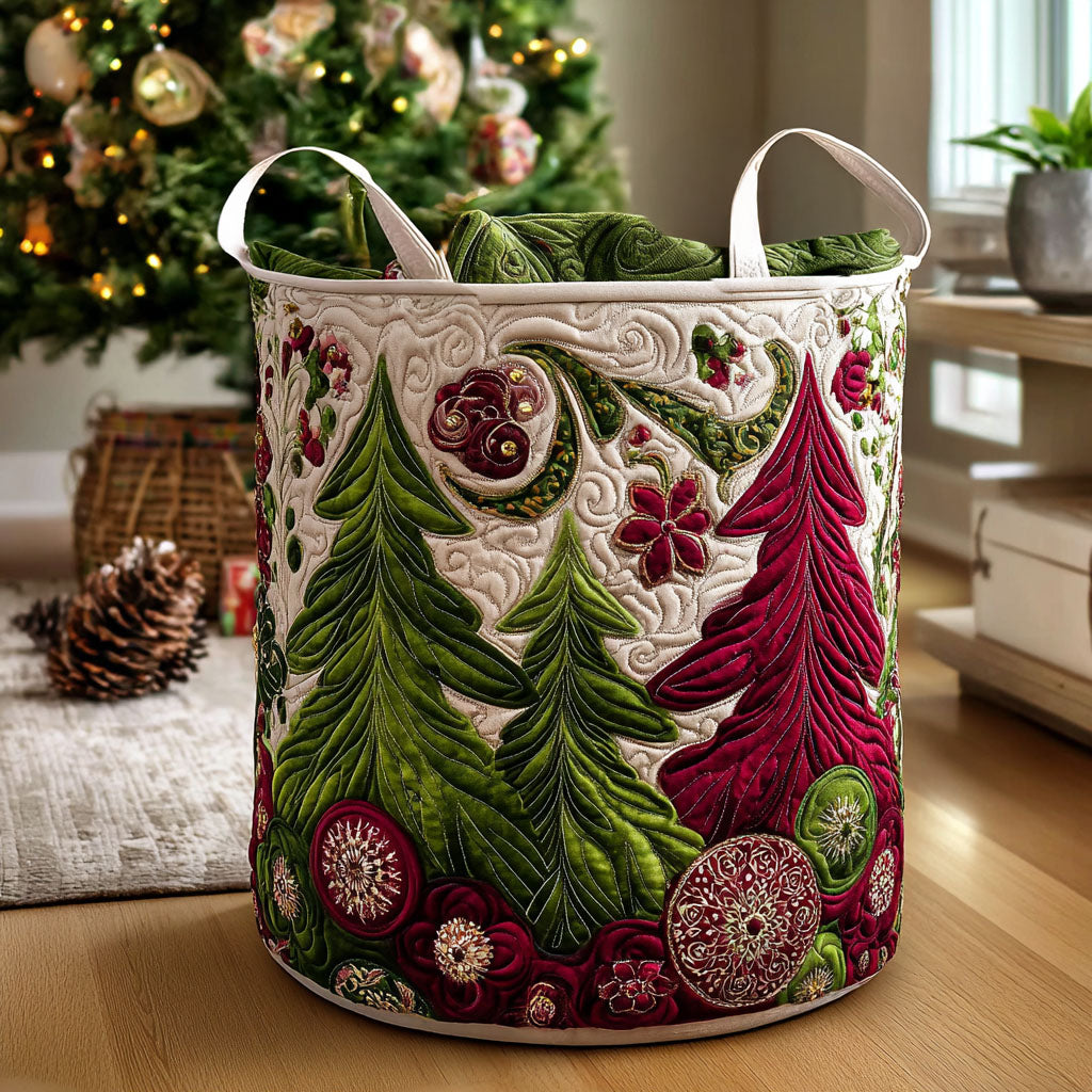 Holly Glow Quilted Laundry Basket Gift To Brighten Their Day